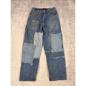 Bugle Boy Jeans Mens 30x30 Blue Denim Relaxed Tappered Skater Vtg Y2K Patchwork